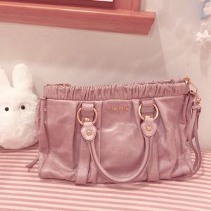 Miu Miu Vitello Leather Satchel in Dusty Pink